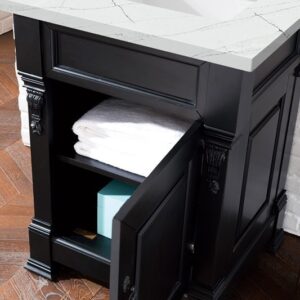 James Martin 147-114-V26-AQB-3ENC Brookfield 26 Inch Single Vanity Cabinet with Ethereal Noctis Quartz Top - Antique Black