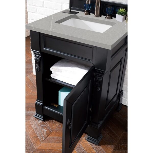 James Martin 147-114-V26-AQB-3ESR Brookfield 26 Inch Antique Black Single Vanity with 3 CM Eternal Serena Quartz Top