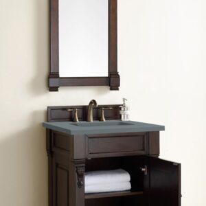 James Martin 147-114-V26-BNM-3CBL Brookfield 26 Inch Single Vanity Cabinet with Cala Blue Quartz Top - Burnished Mahogany