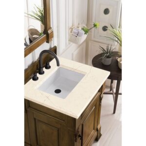 James Martin 147-114-V26-COK-3EMR Brookfield 26 Inch Country Oak Single Vanity with 3 CM Eternal Marfil Quartz Top