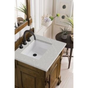 James Martin 147-114-V26-COK-3ESR Brookfield 26 Inch Country Oak Single Vanity with 3 CM Eternal Serena Quartz Top