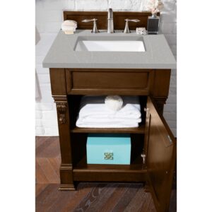 James Martin 147-114-V26-COK-3ESR Brookfield 26 Inch Country Oak Single Vanity with 3 CM Eternal Serena Quartz Top