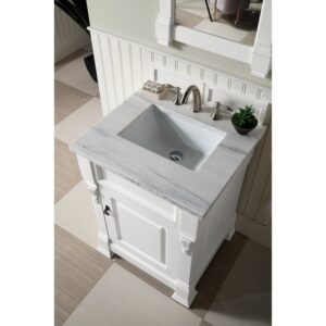 James Martin 147-V26-BW-3AF Brookfield 26 Inch Bright White Single Vanity with 3 cm Arctic Fall Solid Surface Top