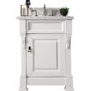 James Martin 147-V26-BW-3CAR Brookfield 26 Inch Bright White Single Vanity with 3 cm Carrara Marble Top