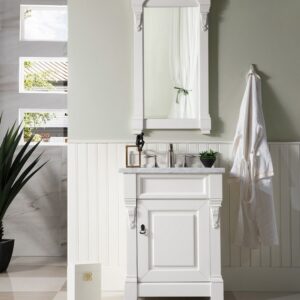 James Martin 147-V26-BW-3CAR Brookfield 26 Inch Bright White Single Vanity with 3 cm Carrara Marble Top