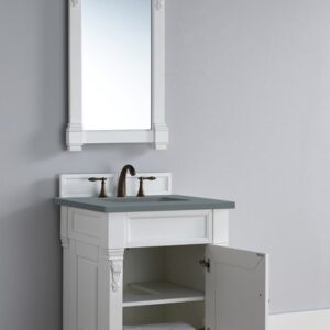 James Martin 147-V26-BW-3CBL Brookfield 26 Inch Single Vanity Cabinet with Cala Blue Quartz Top - Bright White