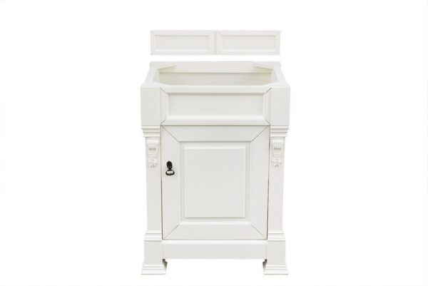 James Martin 147-V26-BW-3CSP Brookfield 26 Inch Bright White Single Vanity with 3 cm Charcoal Soapstone Quartz Top with Sink