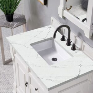 James Martin 147-V36-BW-3ENC Brookfield 36 Inch Single Vanity Cabinet with Ethereal Noctis Quartz Top - Bright White