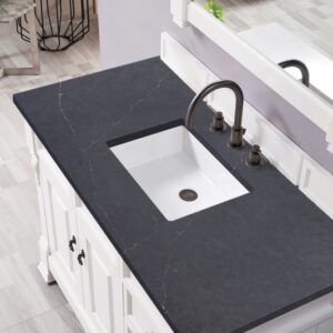 James Martin 147-V48-BW-3CSP Brookfield 48 Inch Bright White Single Vanity with Drawers with 3 cm Charcoal Soapstone Quartz Top with Sink