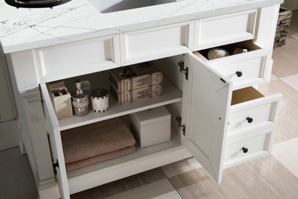 James Martin 147-V48-BW-3ENC Brookfield 48 Inch Single Vanity Cabinet with Ethereal Noctis Quartz Top - Bright White