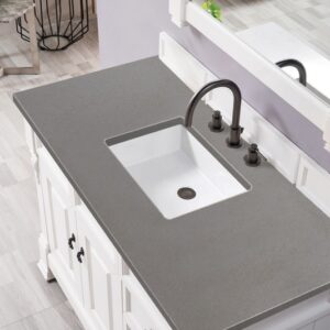 James Martin 147-V48-BW-3GEX Brookfield 48 Inch Bright White Single Vanity with Drawers with 3 cm Grey Expo Quartz Top with Sink