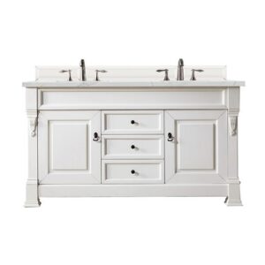 James Martin 147-V60D-BW-3ENC Brookfield 60 Inch Double Vanity Cabinet with Ethereal Noctis Quartz Top - Bright White