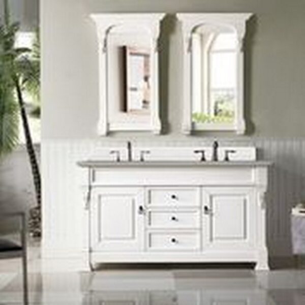 James Martin 147-V60D-BW-3ESR Brookfield 60 Inch Bright White Double Vanity with 3 CM Eternal Serena Quartz Top