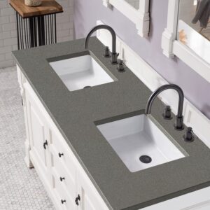 James Martin 147-V60D-BW-3GEX Brookfield 60 Inch Bright White Double Vanity with 3 cm Grey Expo Quartz Top with Sink