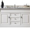 James Martin 147-V60S-BW-3CAR Brookfield 60 Inch Bright White Single Vanity with 3 cm Carrara Marble Top