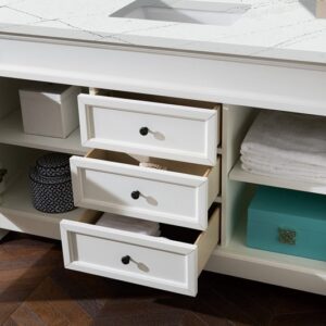 James Martin 147-V60S-BW-3ENC Brookfield 60 Inch Single Vanity Cabinet with Ethereal Noctis Quartz Top - Bright White