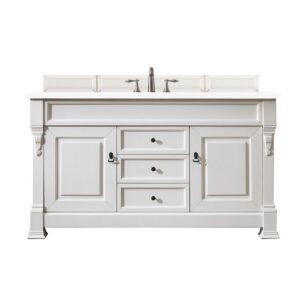 James Martin 147-114-53-3WZ Brookfield 60 Inch Single Vanity with 3cm White Zeus Quartz Top