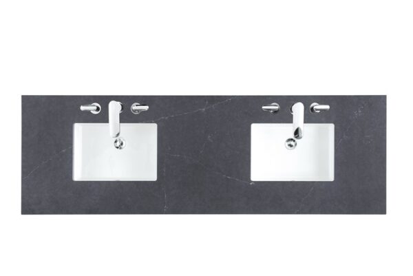 James Martin 147-V72-BW-3CSP Brookfield 72 Inch Bright White Double Vanity with 3 cm Charcoal Soapstone Quartz Top with Sink