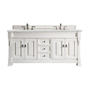 James Martin 147-V72-BW-3ENC Brookfield 72 Inch Double Vanity Cabinet with Ethereal Noctis Quartz Top - Bright White