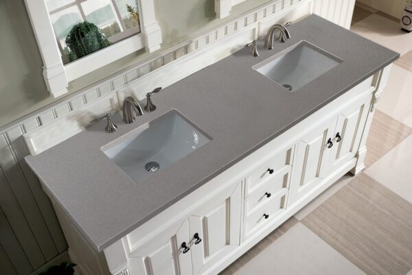 James Martin 147-V72-BW-3GEX Brookfield 72 Inch Bright White Double Vanity with 3 cm Grey Expo Quartz Top with Sink