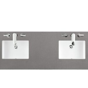 James Martin 147-V72-BW-3GEX Brookfield 72 Inch Bright White Double Vanity with 3 cm Grey Expo Quartz Top with Sink