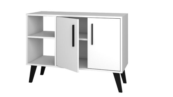 Manhattan Comfort Mid-Century- Modern Amsterdam 35.43" Sideboard with 4 Shelves in White