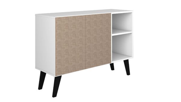 Manhattan Comfort Mid-Century- Modern Amsterdam 35.43" Sideboard with 4 Shelves in White