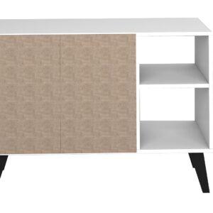 Manhattan Comfort Mid-Century- Modern Amsterdam 35.43" Sideboard with 4 Shelves in White