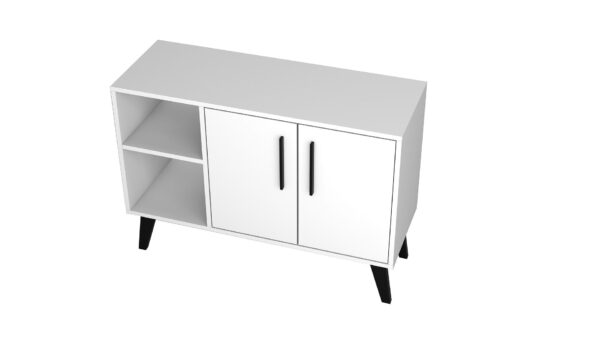 Manhattan Comfort Mid-Century- Modern Amsterdam 35.43" Sideboard with 4 Shelves in White