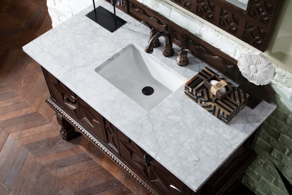 James Martin 150-V48-ANW-3CAR Balmoral 48 Inch Antique Walnut Single Vanity with 3 cm Carrara Marble Top