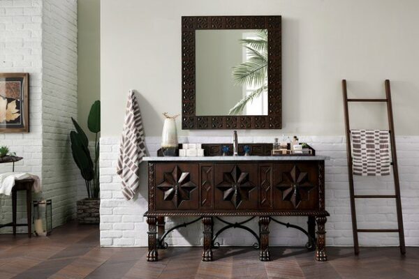 James Martin 150-V60S-ANW-3CAR Balmoral 60 Inch Antique Walnut Single Vanity with 3 cm Carrara Marble Top