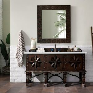 James Martin 150-V60S-ANW-3ENC Balmoral 60 Inch Single Vanity Cabinet with Ethereal Noctis Quartz Top - Antique Walnut