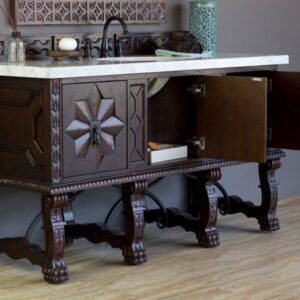 James Martin 150-V60S-ANW-3AF Balmoral 60 Inch Antique Walnut Single Vanity with 3 cm Arctic Fall Solid Surface Top