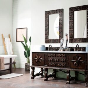 James Martin 150-V72-ANW-3CAR Balmoral 72 Inch Antique Walnut Double Vanity with 3 cm Carrara Marble Top