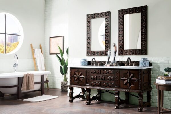 James Martin 150-V72-ANW-3CAR Balmoral 72 Inch Antique Walnut Double Vanity with 3 cm Carrara Marble Top