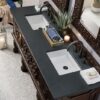 James Martin 150-V72-ANW-3CSP Balmoral 72 Inch Double Vanity Cabinet in Antique Walnut with 3 cm Charcoal Soapstone Quartz Top with Sink