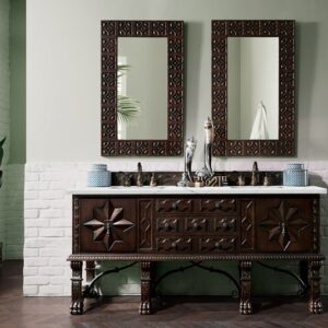 James Martin 150-V72-ANW-3ENC Balmoral 72 Inch Double Vanity Cabinet with Ethereal Noctis Quartz Top - Antique Walnut