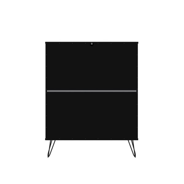 Manhattan Comfort Rockefeller 5-Drawer Tall Dresser with Metal Legs in Black