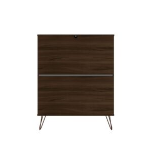 Manhattan Comfort Rockefeller 5-Drawer Tall Dresser with Metal Legs in Brown