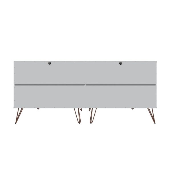 Manhattan Comfort Rockefeller 6-Drawer Double Low Dresser with Metal Legs in White