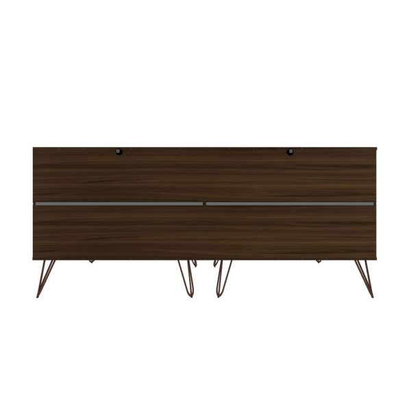 Manhattan Comfort Rockefeller 6-Drawer Double Low Dresser with Metal Legs in Brown