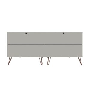 Manhattan Comfort Rockefeller 6-Drawer Double Low Dresser with Metal Legs in Off White