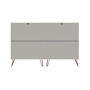 Manhattan Comfort Rockefeller 10-Drawer Double Tall Dresser with Metal Legs in Off White and Nature