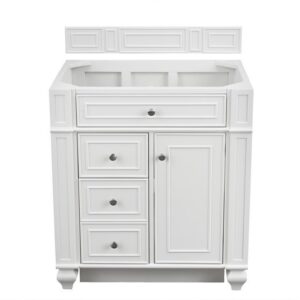 James Martin 157-V30-BW-3CAR Bristol 30 Inch Single Vanity in Bright White with 3 cm Carrara Marble Top