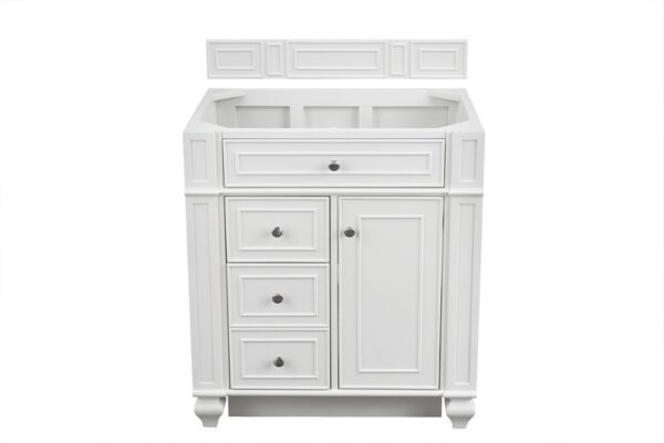 James Martin 157-V30-BW-3CAR Bristol 30 Inch Single Vanity in Bright White with 3 cm Carrara Marble Top