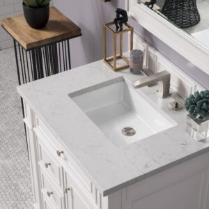 James Martin 157-V30-BW-3EJP Bristol 30 Inch Single Vanity in Bright White with 3 cm Eternal Jasmine Pearl Quartz Top with Sink