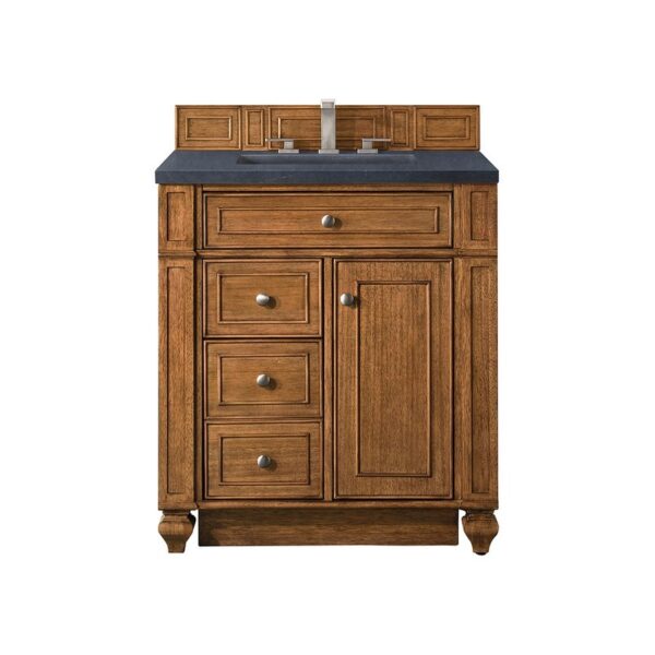 James Martin 157-V30-SBR-3CSP Bristol 30 Inch Single Vanity in Saddle Brown with 3 CM Charcoal Soapstone Quartz Top