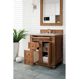 James Martin 157-V30-SBR-3ESR Bristol 30 Inch Single Vanity in Saddle Brown with 3 CM Eternal Serena Quartz Top