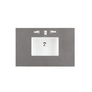 James Martin 157-V36-BW-3GEX Bristol 36 Inch Single Vanity in Bright White with 3 cm Grey Expo Quartz Top with Sink