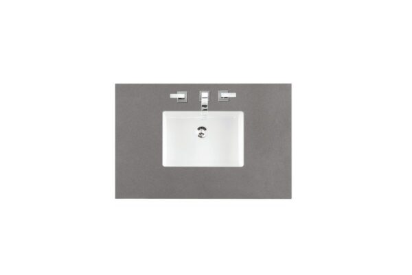 James Martin 157-V36-BW-3GEX Bristol 36 Inch Single Vanity in Bright White with 3 cm Grey Expo Quartz Top with Sink